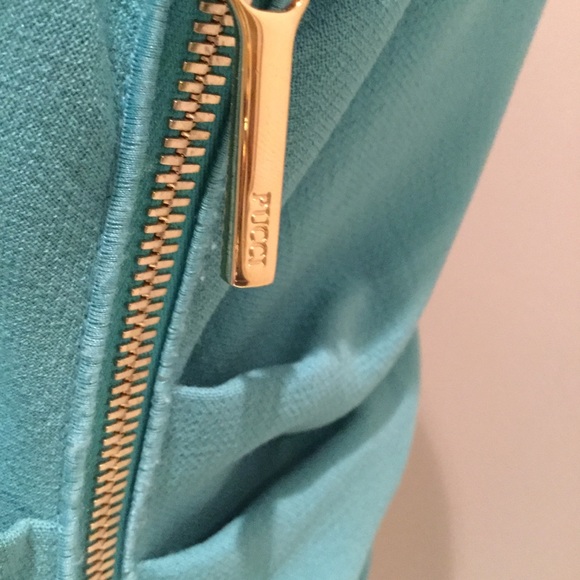 EMILIO PUCCI RUCHED SIDE ZIP AQUA COLOR DRESS. - Picture 5 of 7